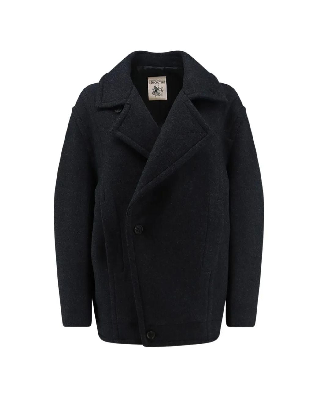 Semicouture Black Wide-Lapel Coat