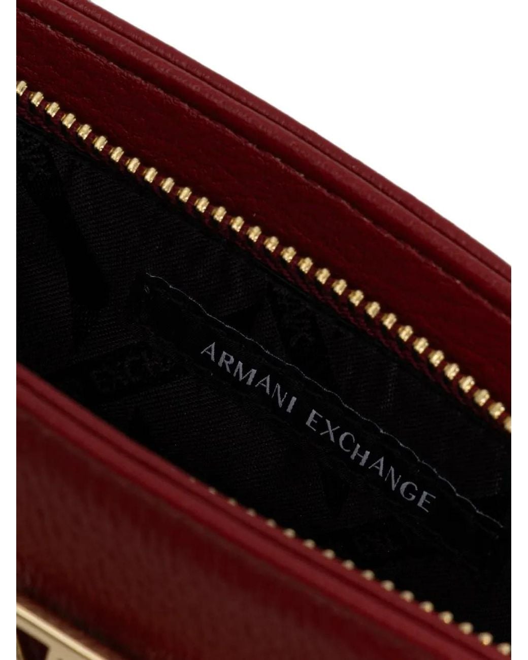 ARMANI EXCHANGE Red Logo-Plaque Chain-Link Tote Bag