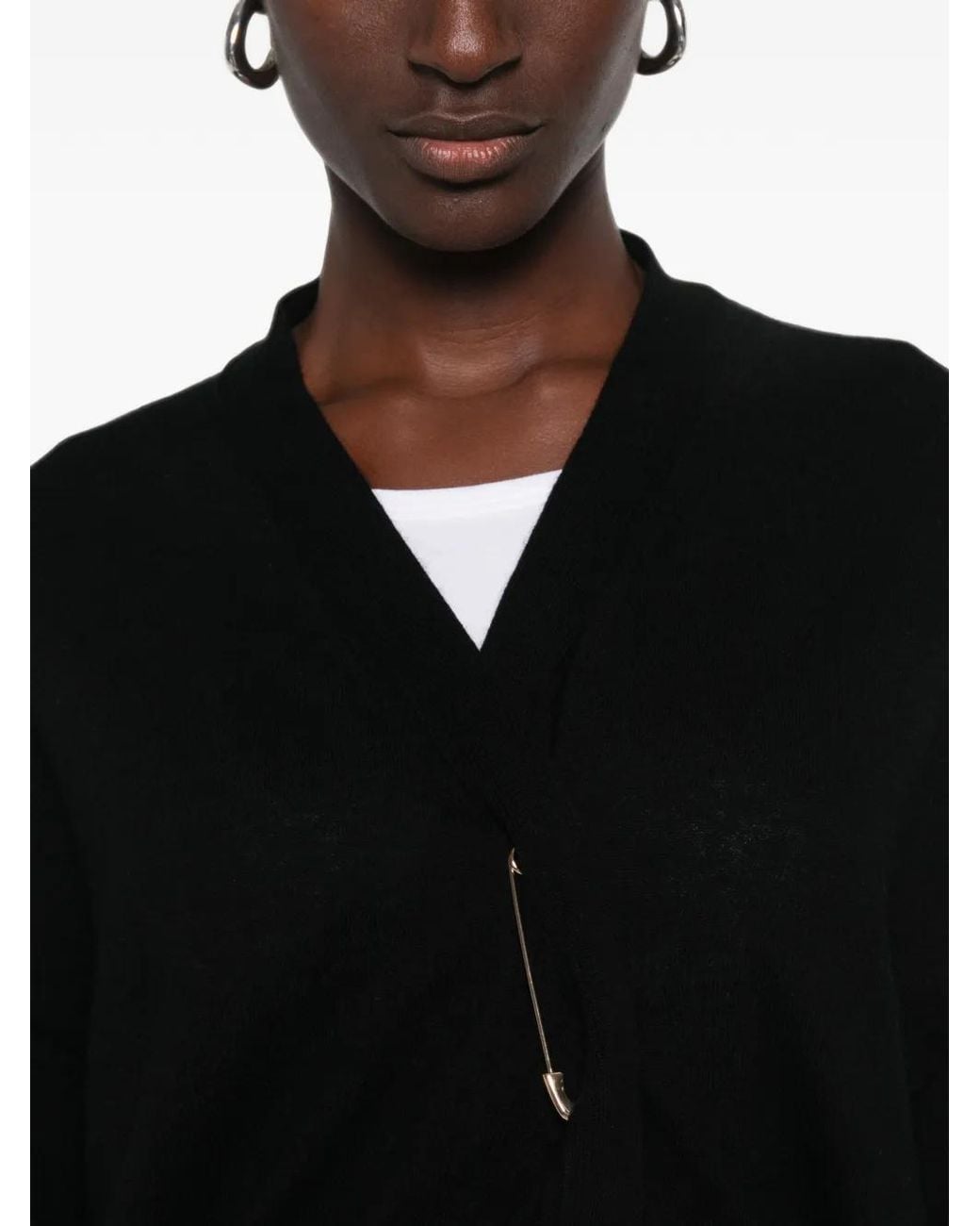 Liviana Conti Black Safety-Pin-Fastening Cardigan