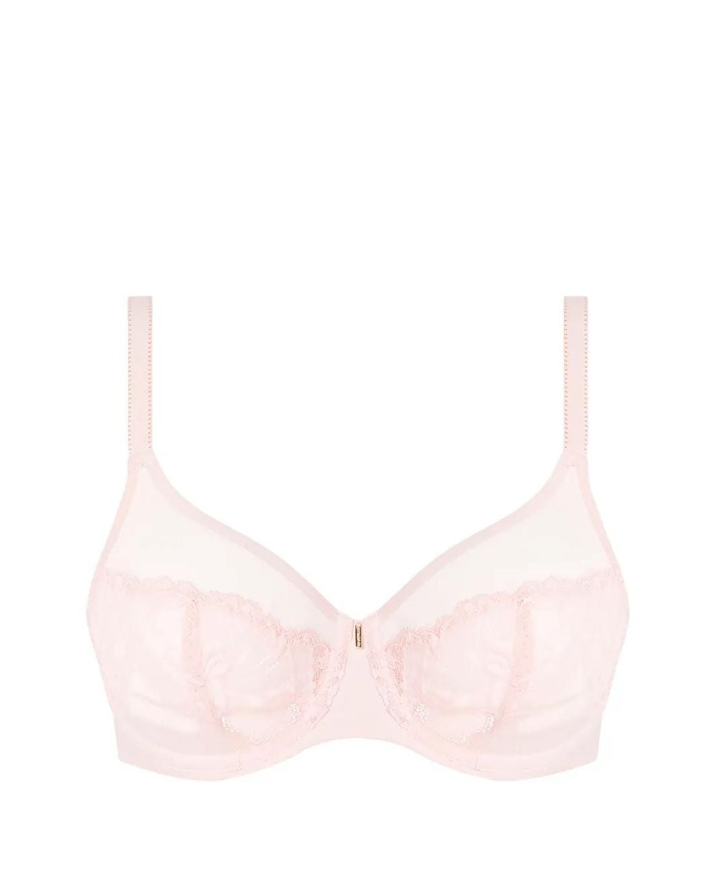 Chantelle Pink Floral-Lace Mesh Bra