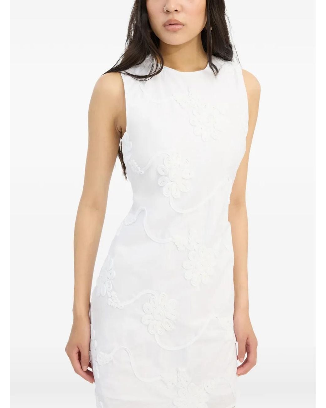 ROTATE BIRGER CHRISTENSEN White Flower Flared Mini Dress