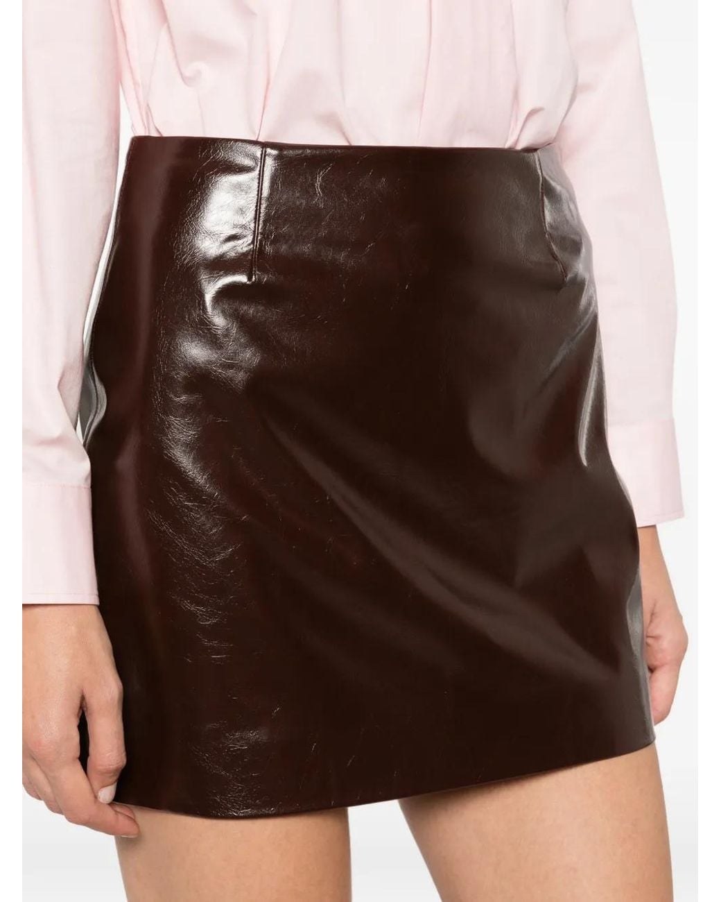 Manuel Ritz Brown High-Shine Mini Skirt