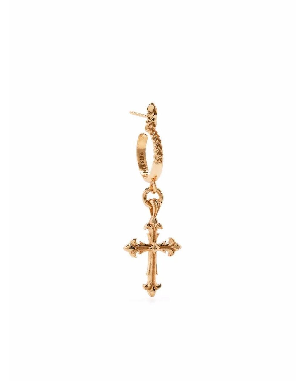 Emanuele Bicocchi White Fleury Cross Charm Single Earring