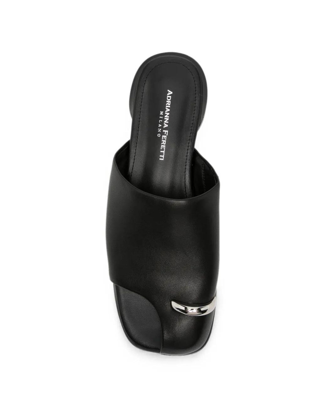 ADRIANNA FERETTI Black Mules En Cuir À Bout Ouvert