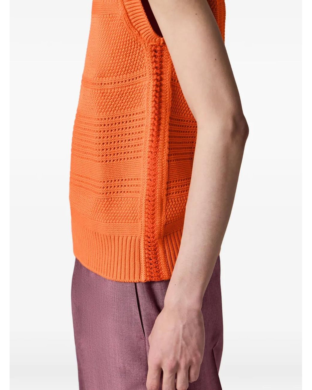 Paul Smith Orange Textured Cotton Knitted Vest for men