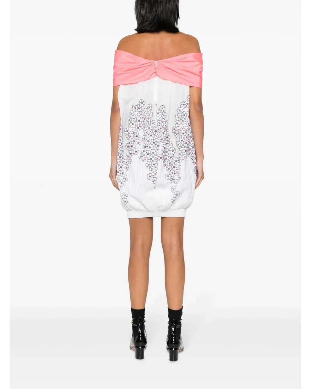 Gemy Maalouf White Off-Shoulder Floral-Print Dress