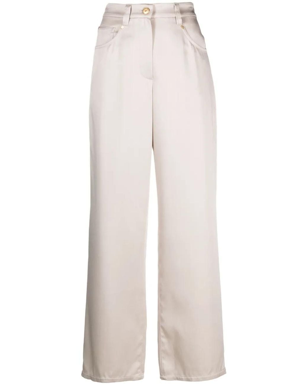 Brunello Cucinelli White High-waisted Wide-leg Trousers