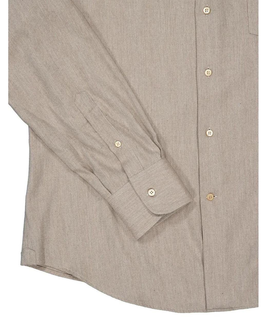Brunello Cucinelli Gray Buttoned Shirt for men