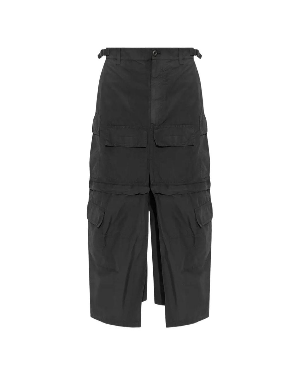 Balenciaga Black Ripstop Maxi Cargo Skirt