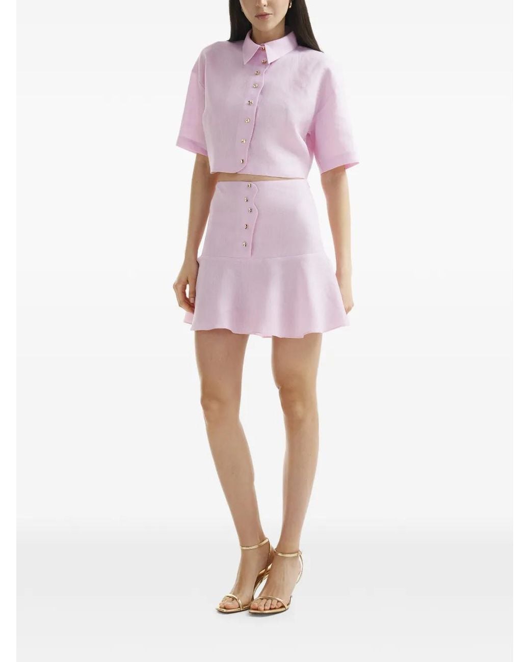 Mia Peculiar Pink Minijupe À Boutons Embossés