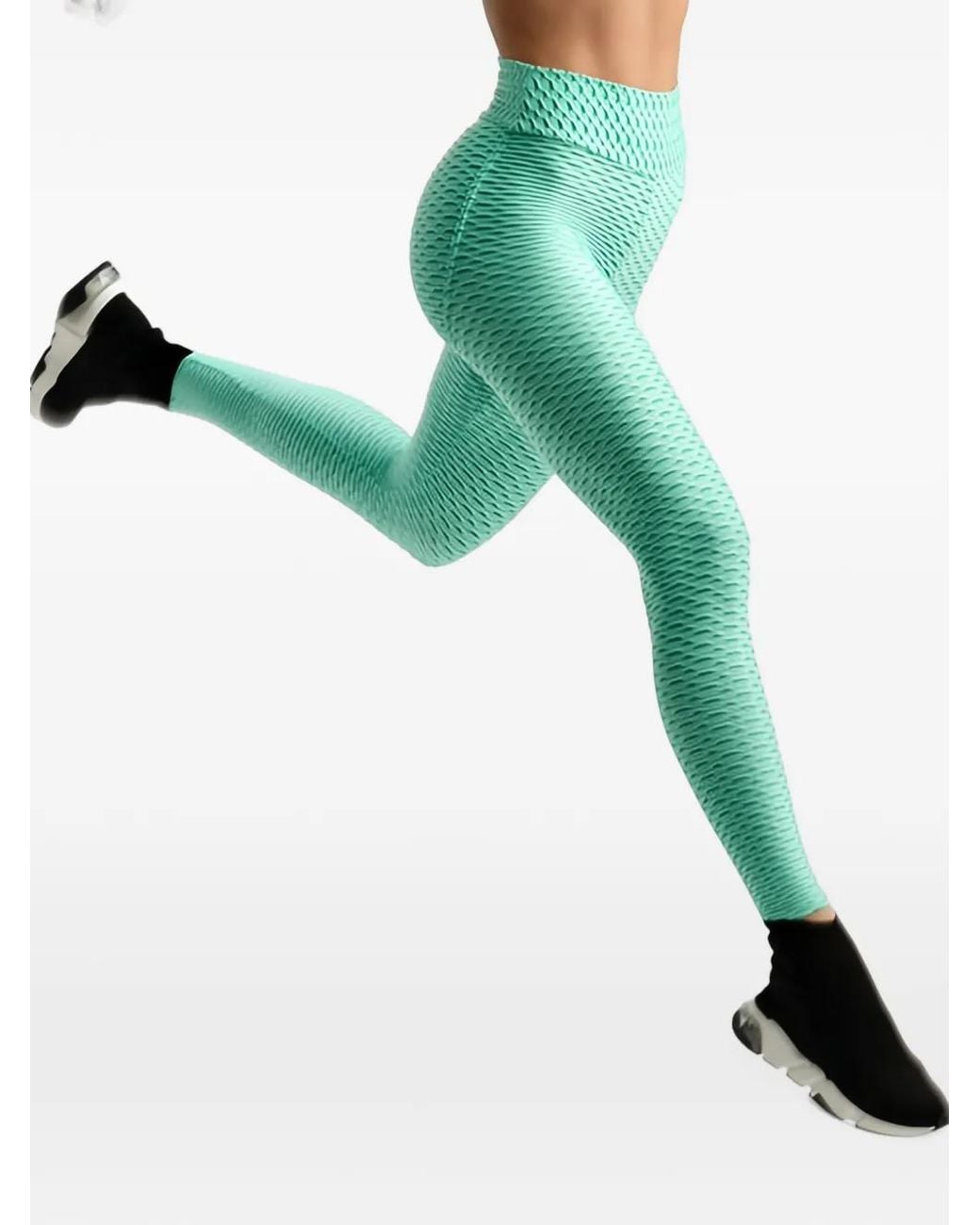 Tessitura Body Couture Green Textured-Finish Performance Leggings
