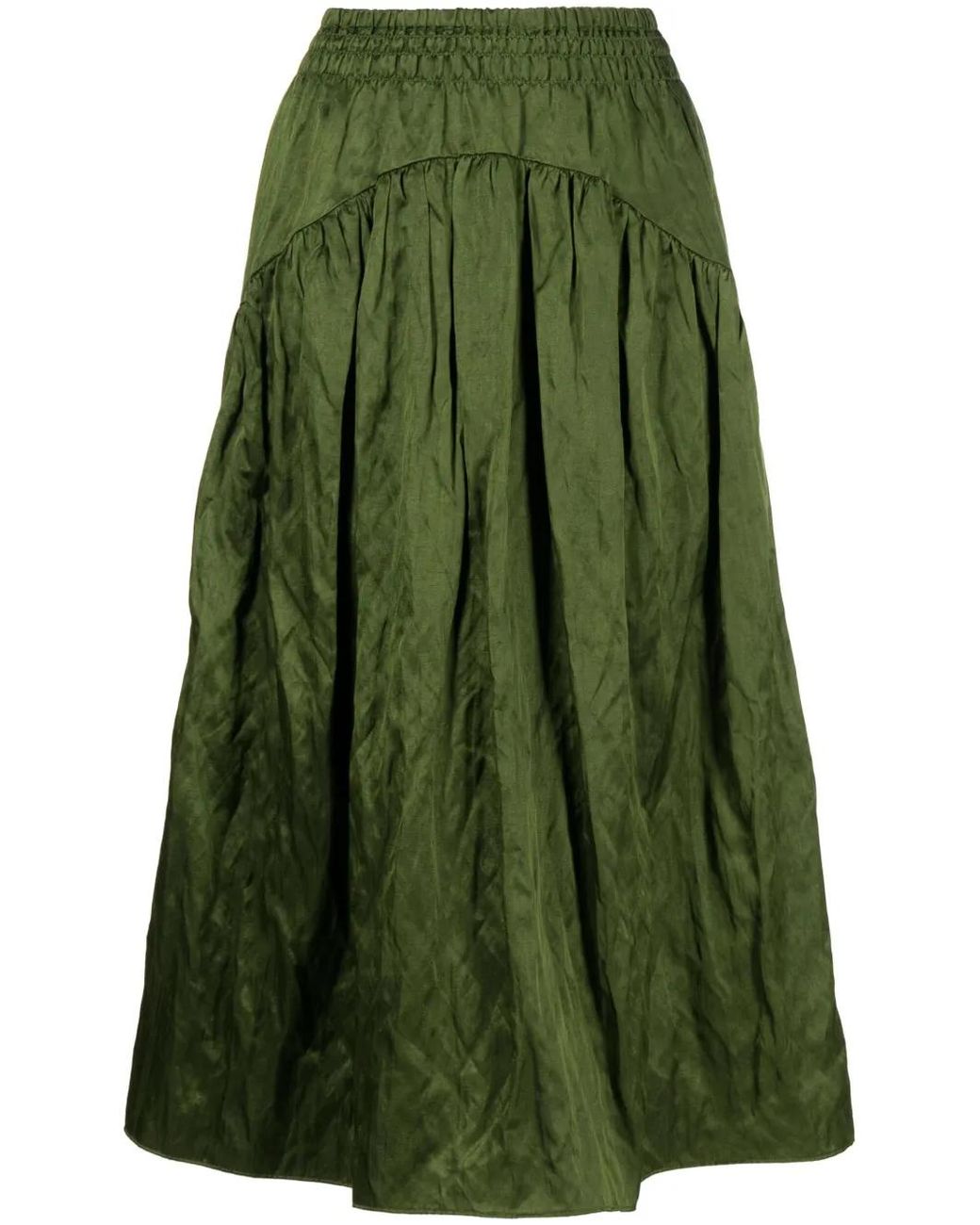 Vince Green Crushed A-Line Skirt