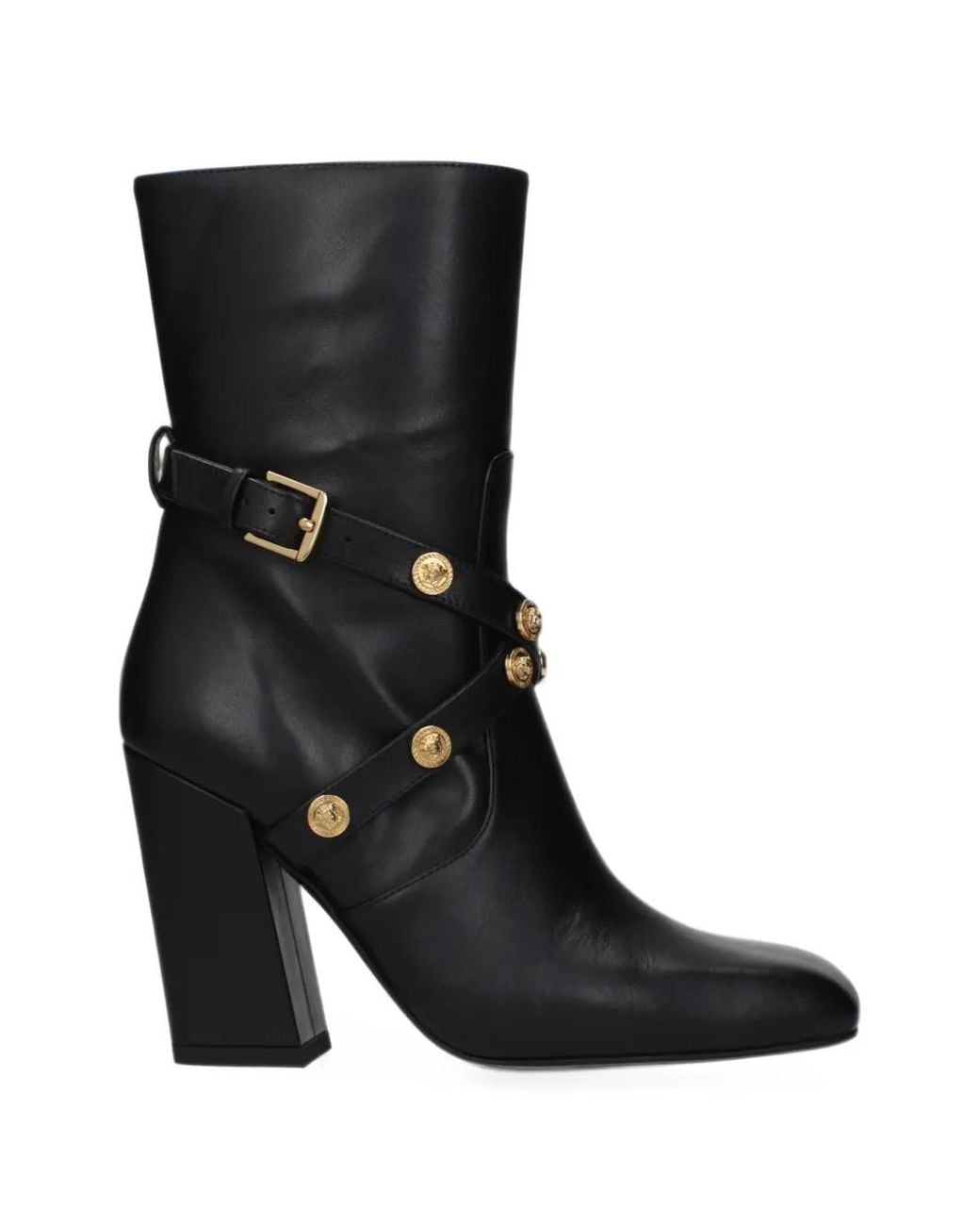 Versace Black Medusa Biggie Leather Ankle Boots