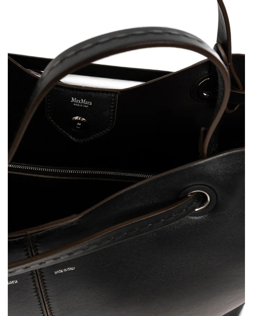 Max Mara Black Mixed Doubles Leather Tote Bag