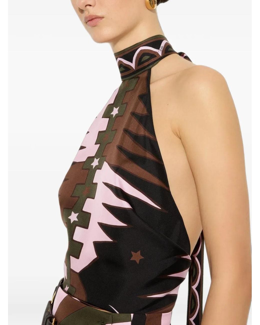 Emilio Pucci White Valdimontone Print Halter Top