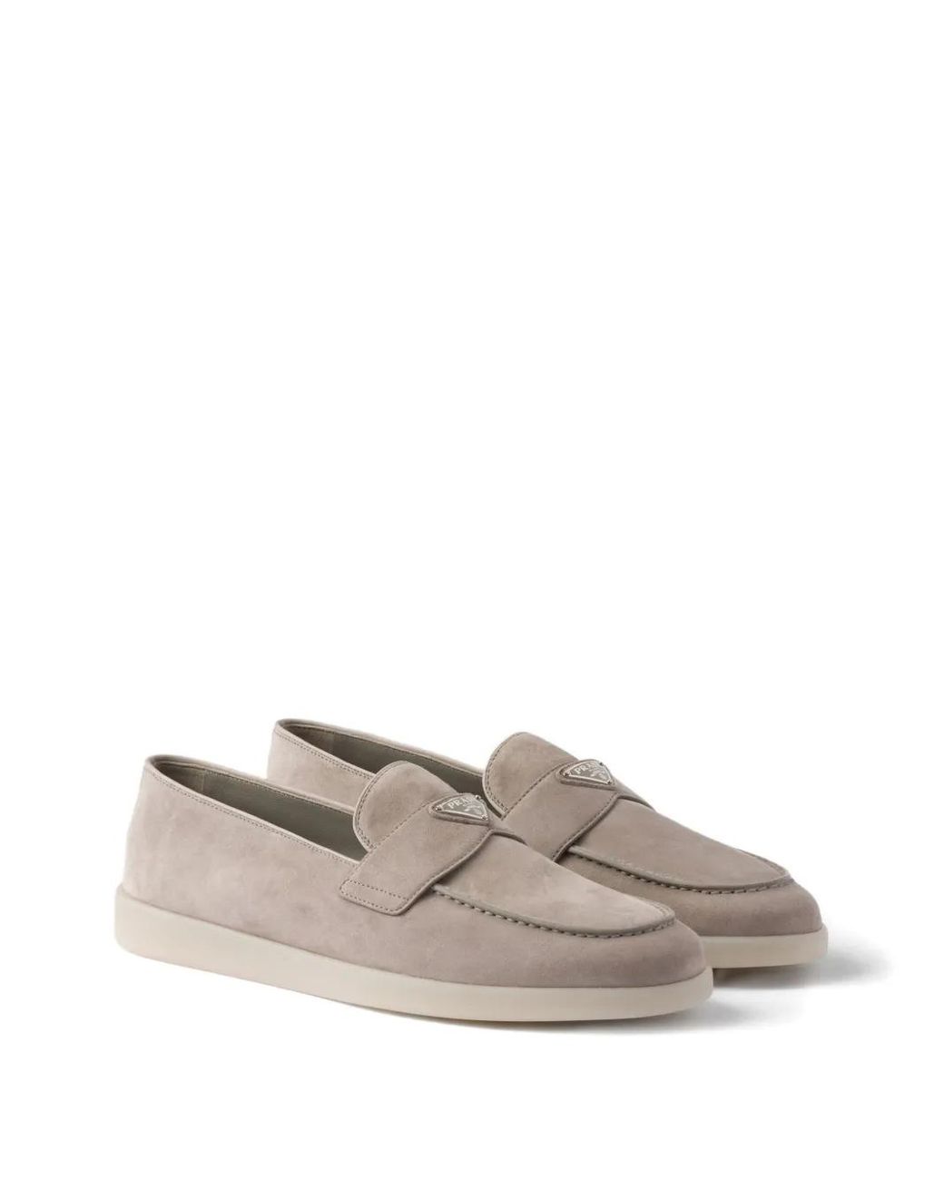 Prada Gray Suede Loafers for men