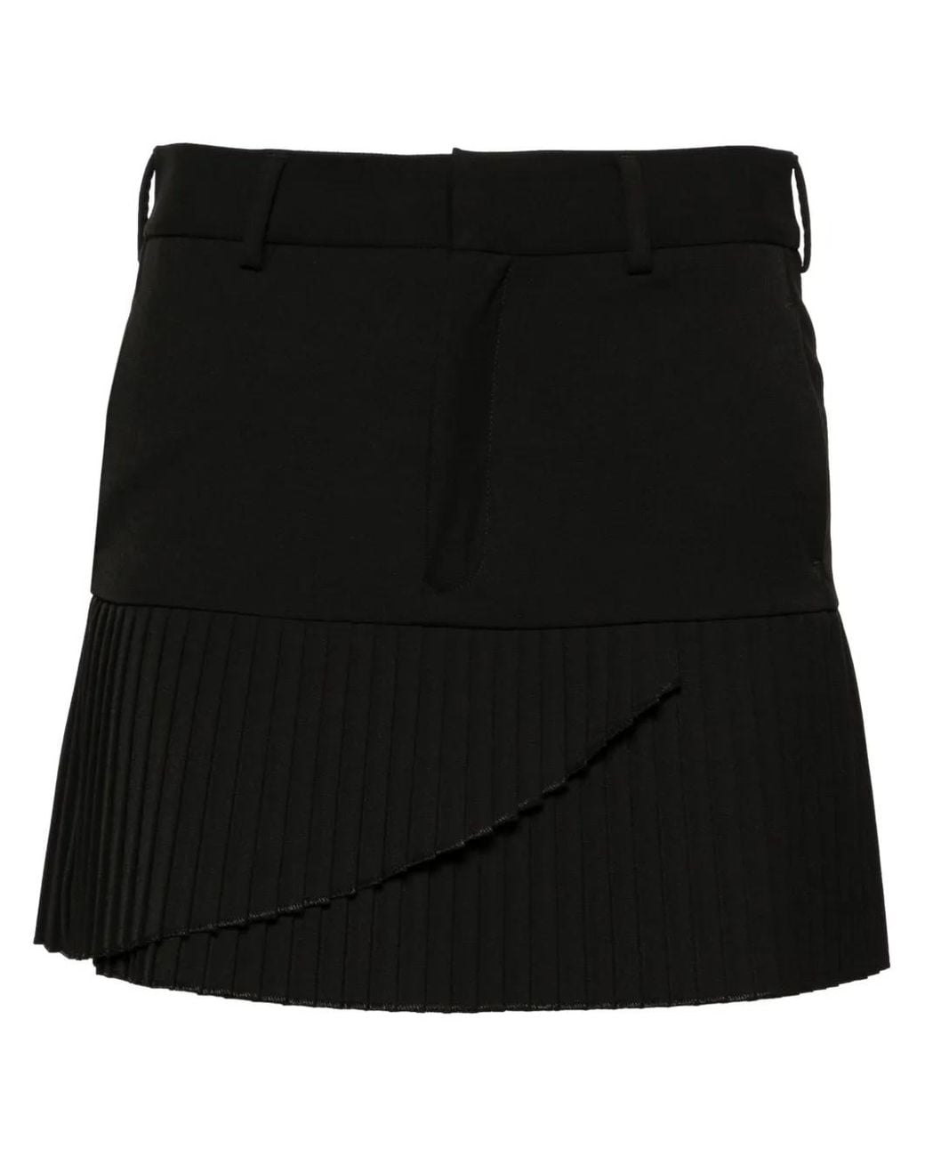 MM6 by Maison Margiela Black Pleated Twill Miniskirt