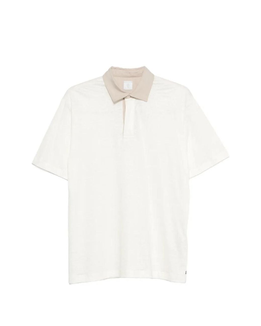 Eleventy White Contrast-Collar Polo Shirt for men