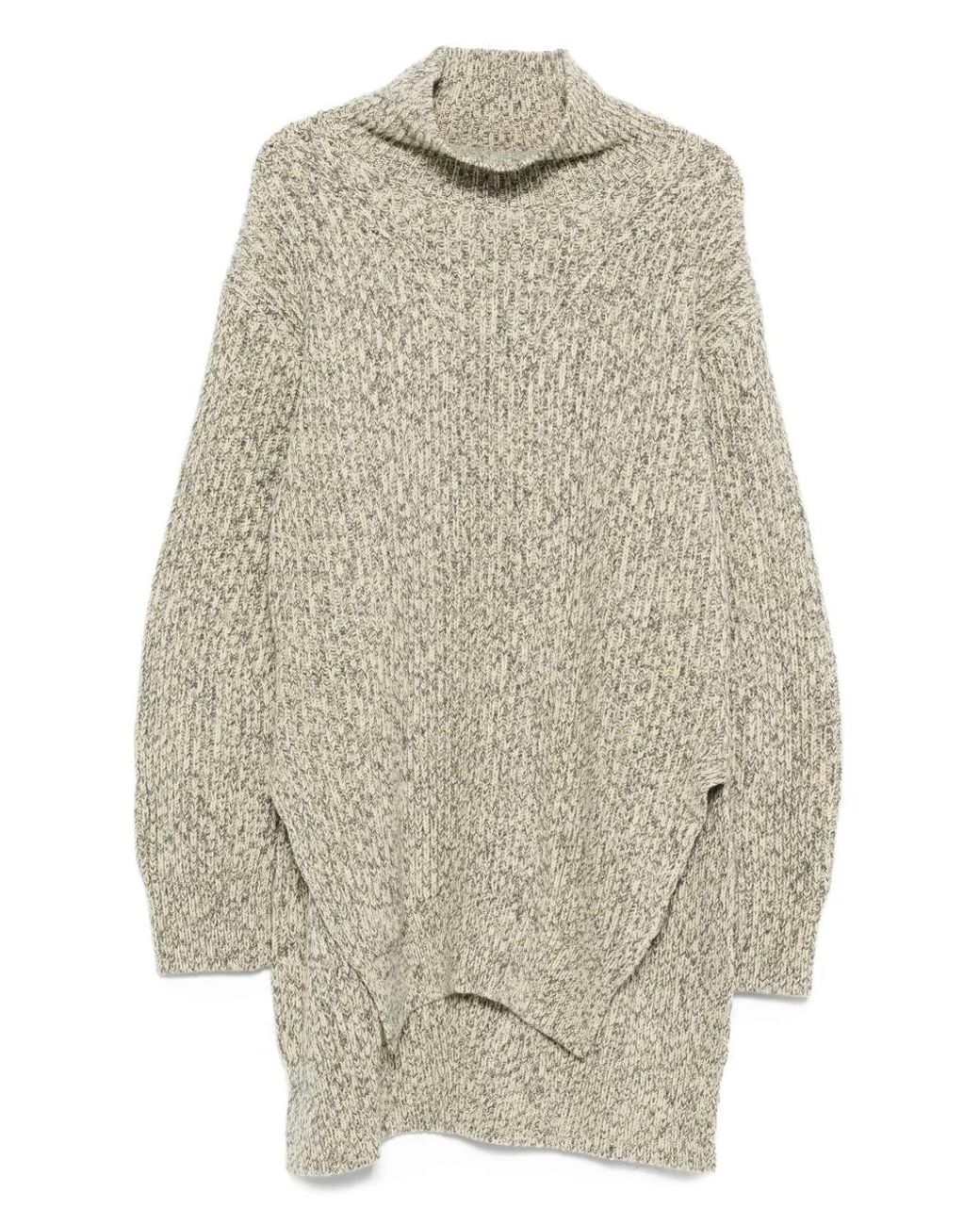 Jil Sander Natural High-Neck Long-Sleeve Sweater