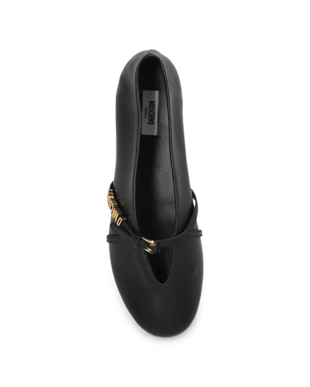 Moschino Black Leather Ballerinas