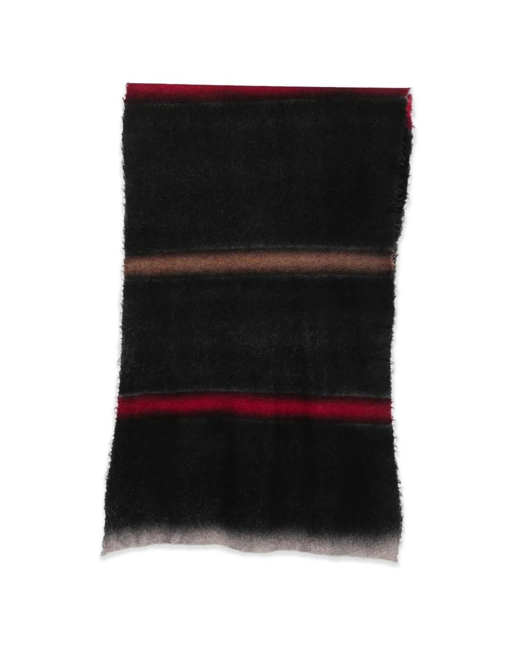 Faliero Sarti Black Eros Striped Frayed-Edge Scarf
