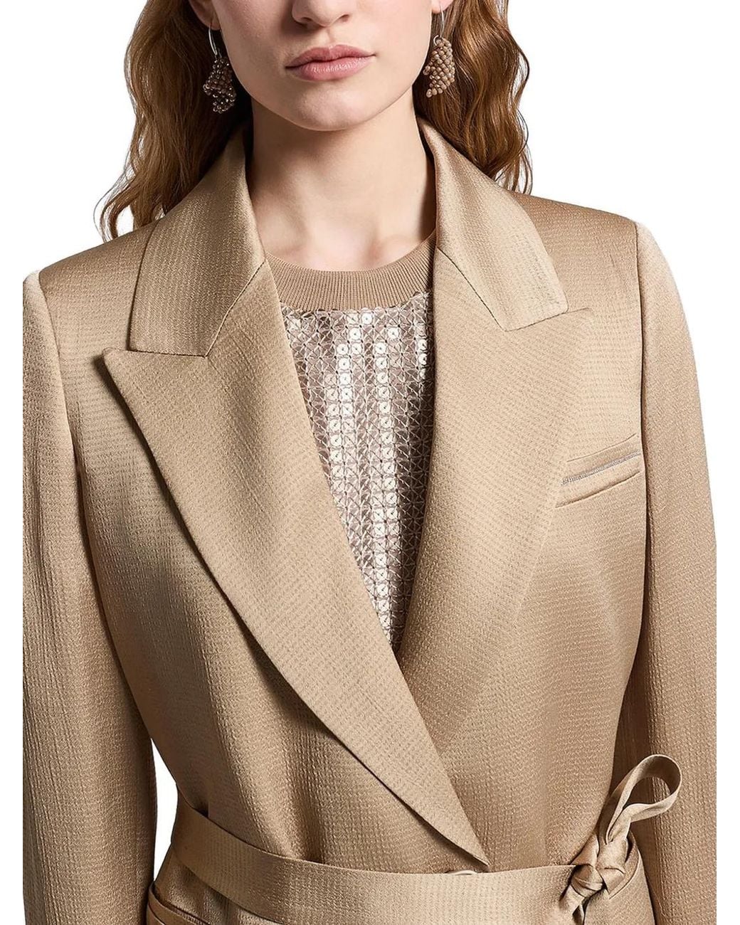 Peserico Natural Satin Belted Blazer
