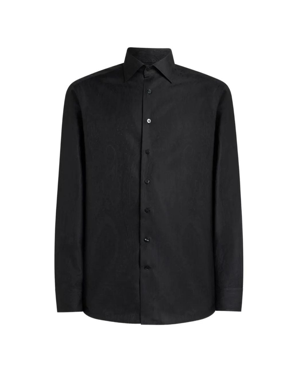 Etro Black Chemise En Jacquard De Coton À Motif Arnica for men