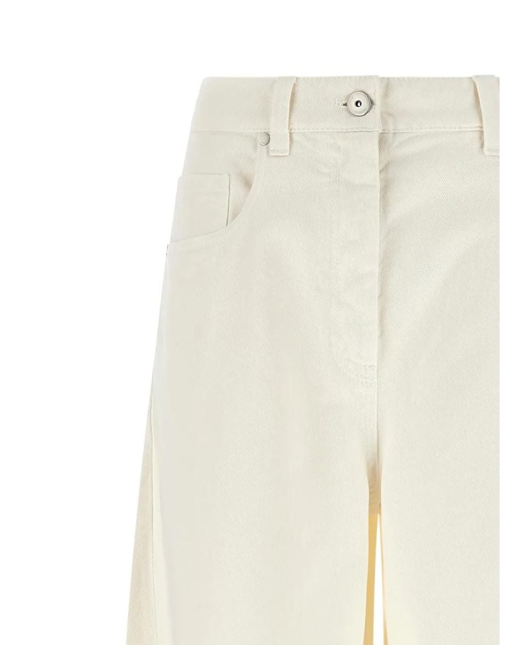 Brunello Cucinelli White Dyed Denim Wide-Leg Jeans