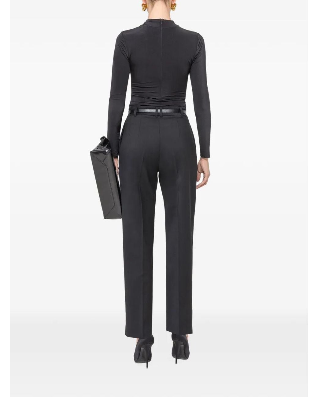 Nissa Blue Twist-Detail Long-Sleeve Bodysuit