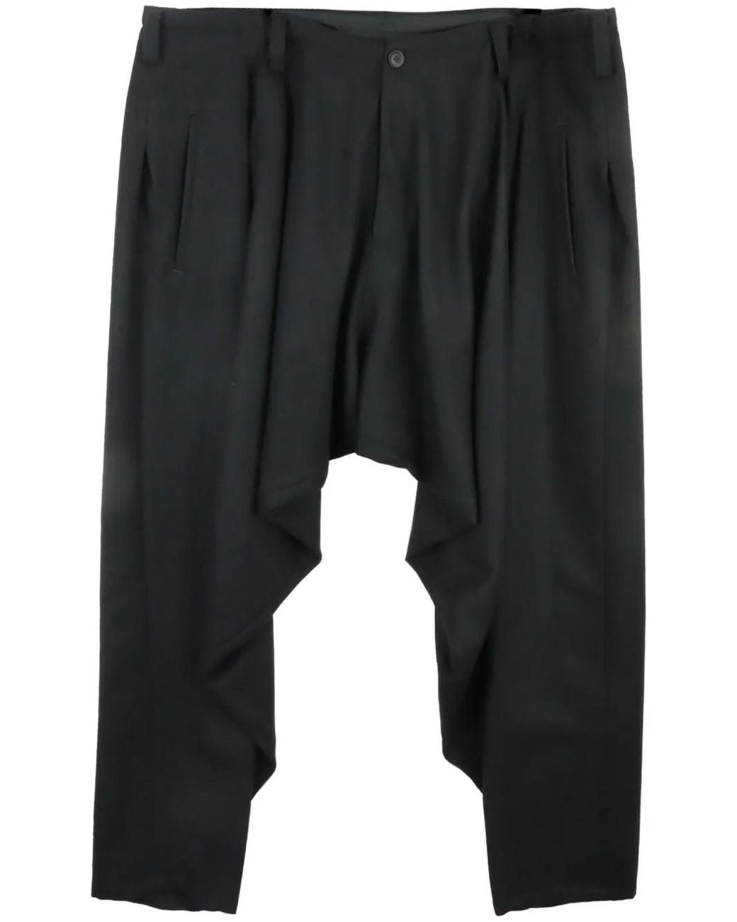 Yohji Yamamoto Black Drop-Crotch Wool Trousers for men