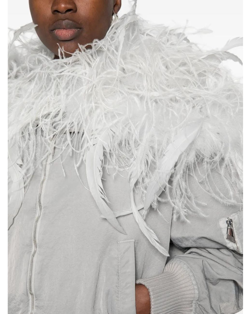 The Attico Gray Superattico10 Feather Bomber Jacket