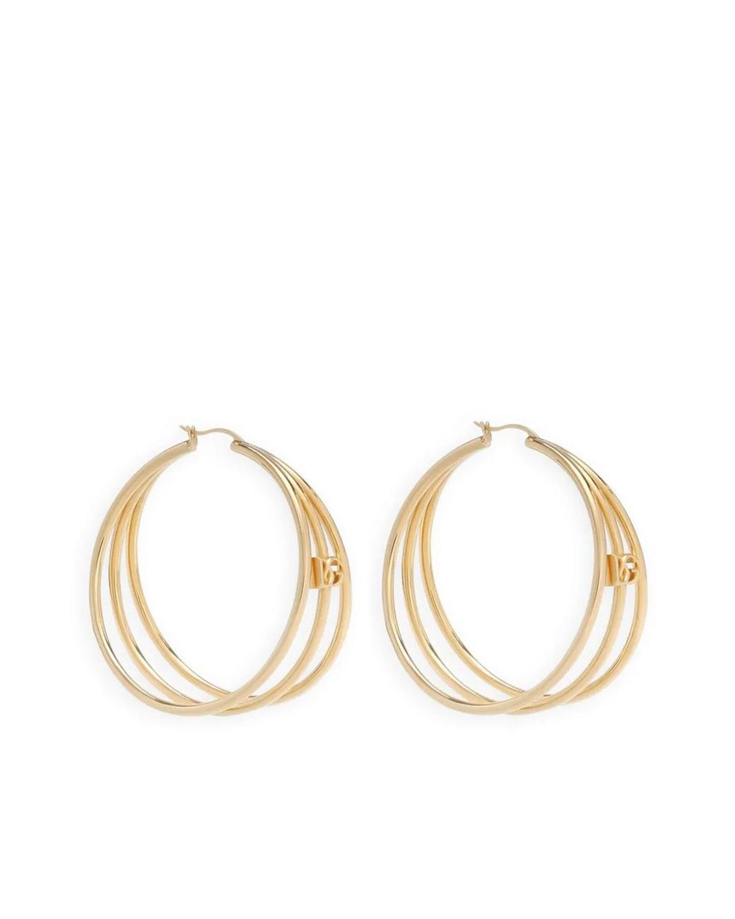 Dolce & Gabbana Metallic Dg Logo-Charm Multi-Hoop Earrings