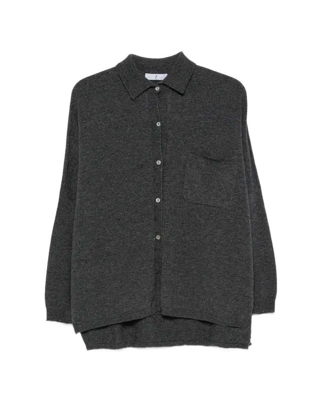 Whyci Gray Button-Up Chest-Pocket Cardigan