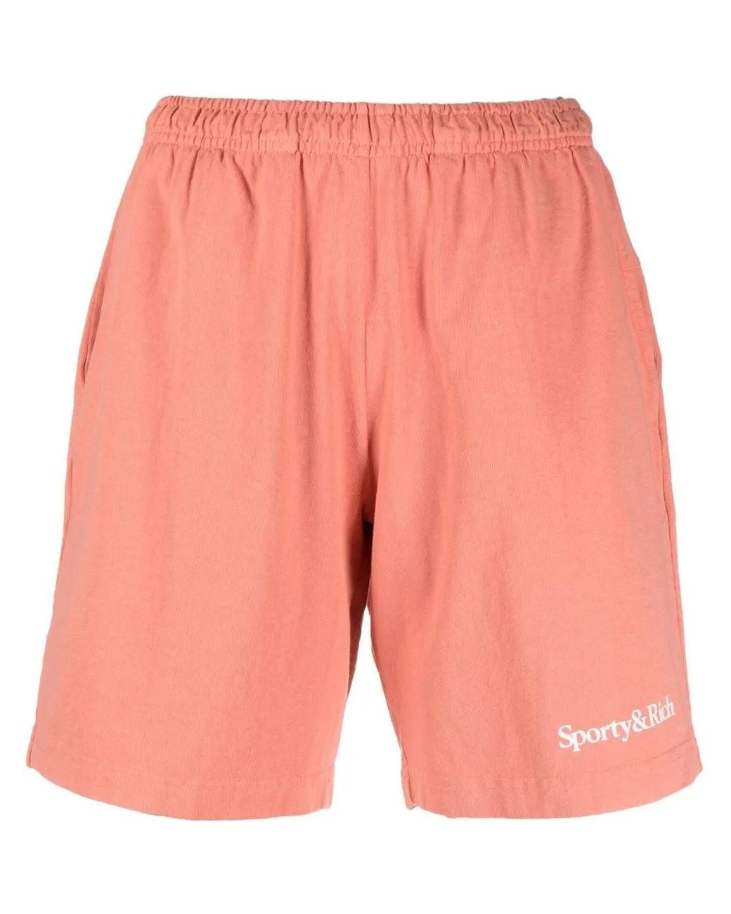 Sporty & Rich Orange Logo-Print Cotton Shorts