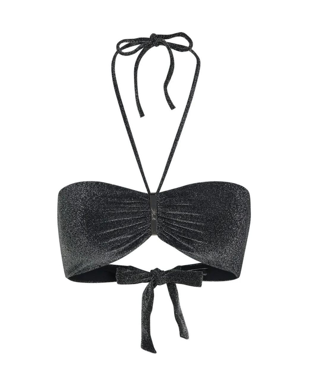 Karl Lagerfeld Black Metallic Bandeau Bikini Top