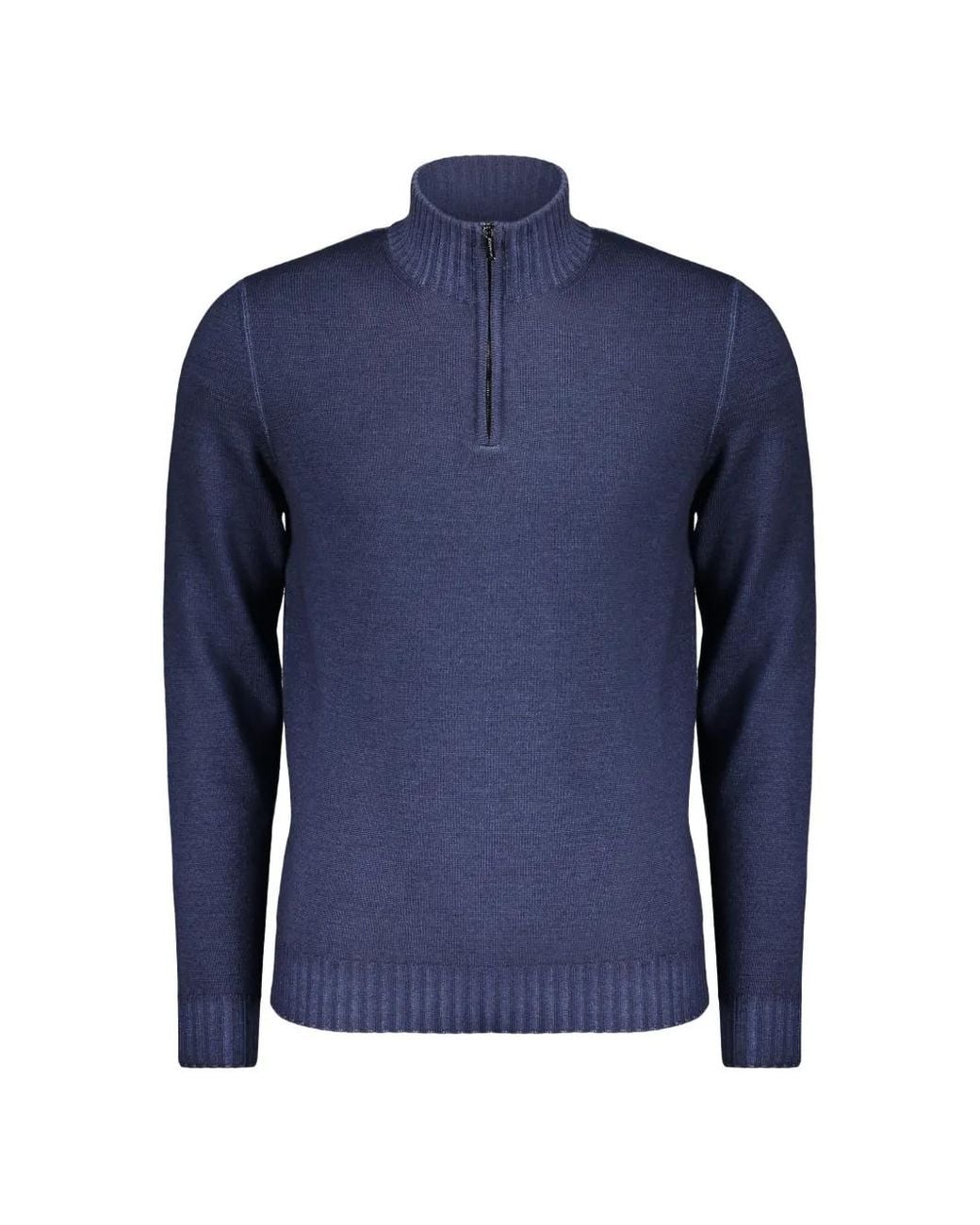 Moorer Blue Quarter-Zip Virgin-Wool Sweater for men