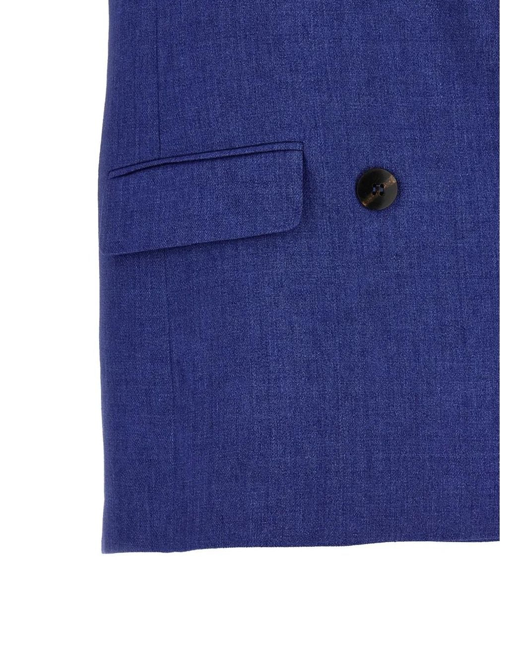 Max Mara Blue Aia Double-Breasted Peak-Lapels Waistcoat