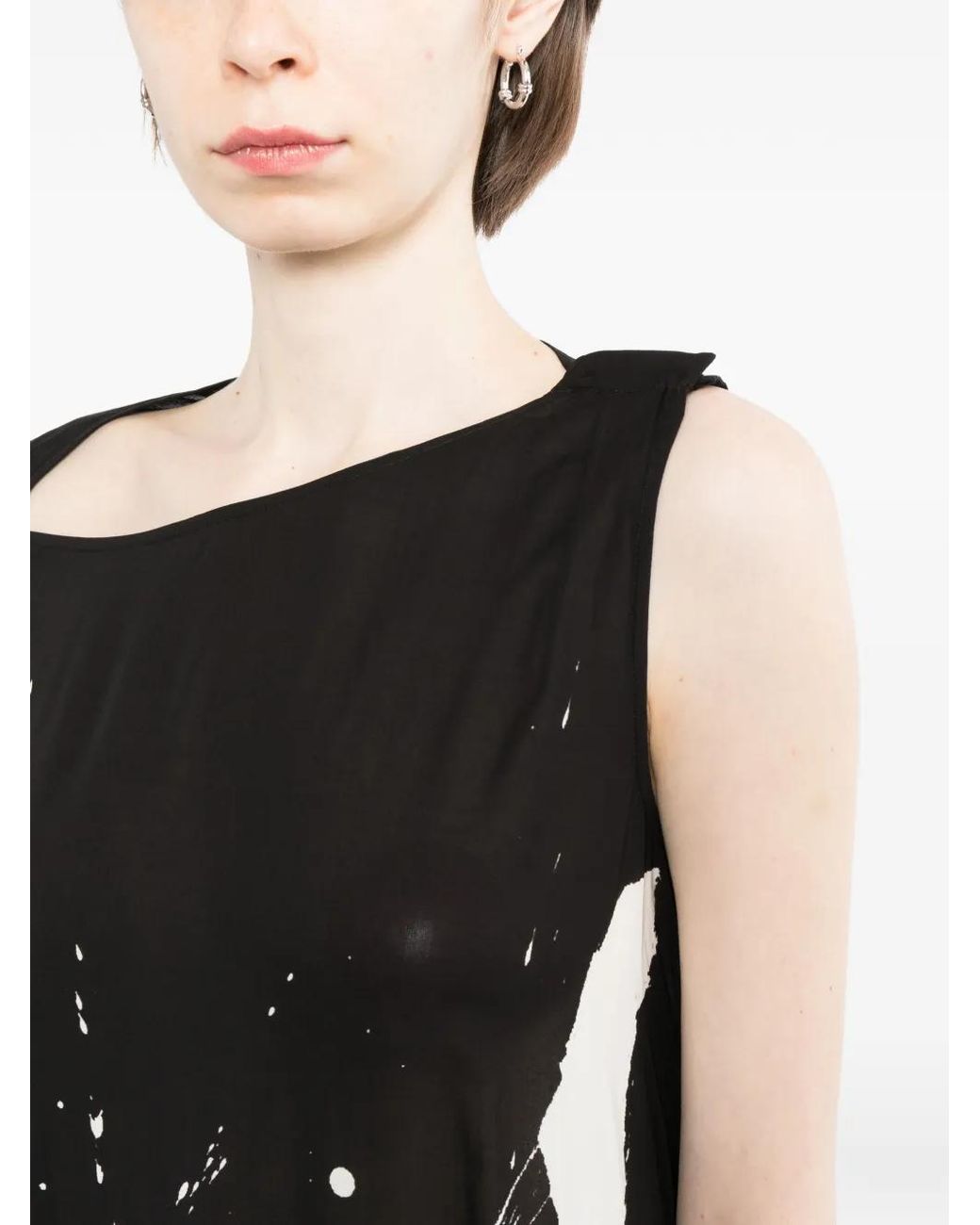 Yohji Yamamoto Black Graphic-Print Asymmetric Dress