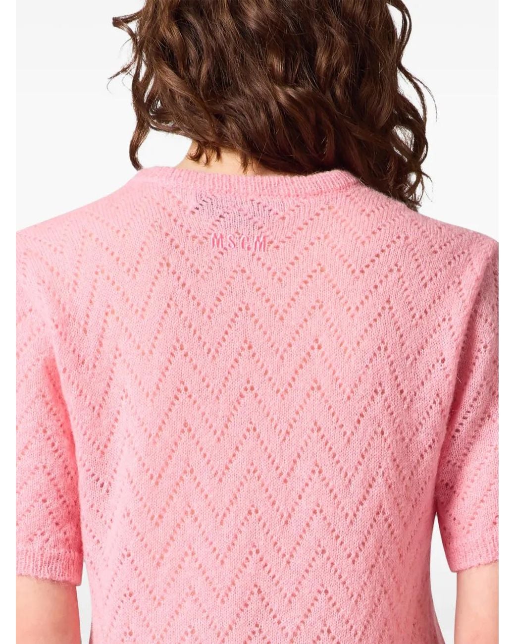 MSGM Pink Pullover Mit Chevron-Strick