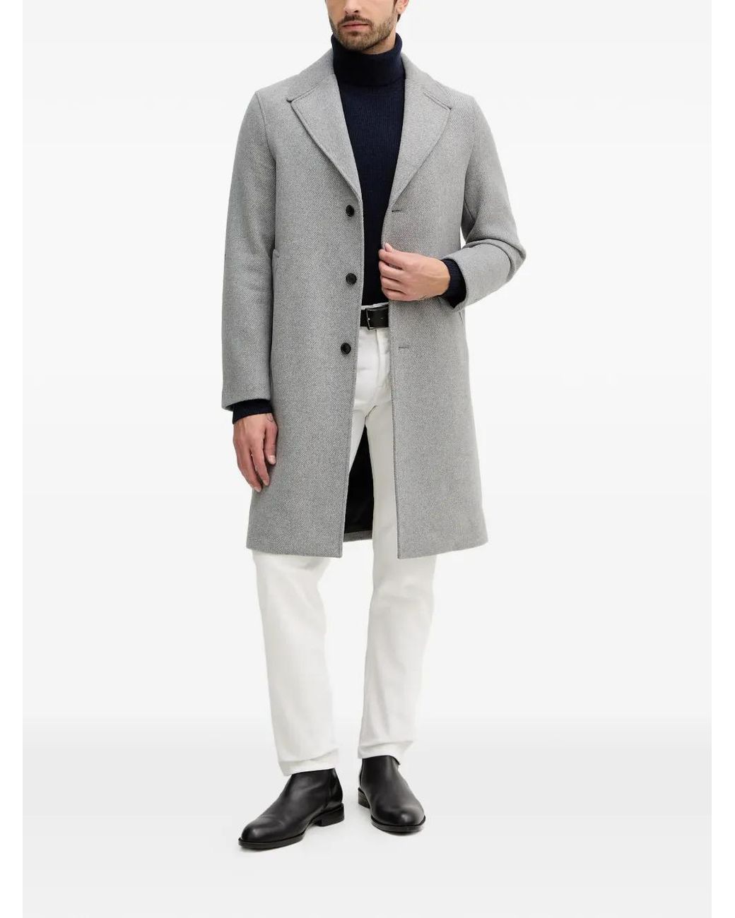 Sisley Gray Single-Breasted Coat for men