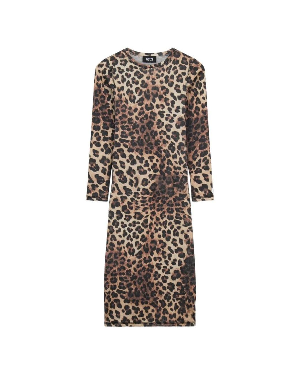Gcds White Leopard-Print Midi Dress