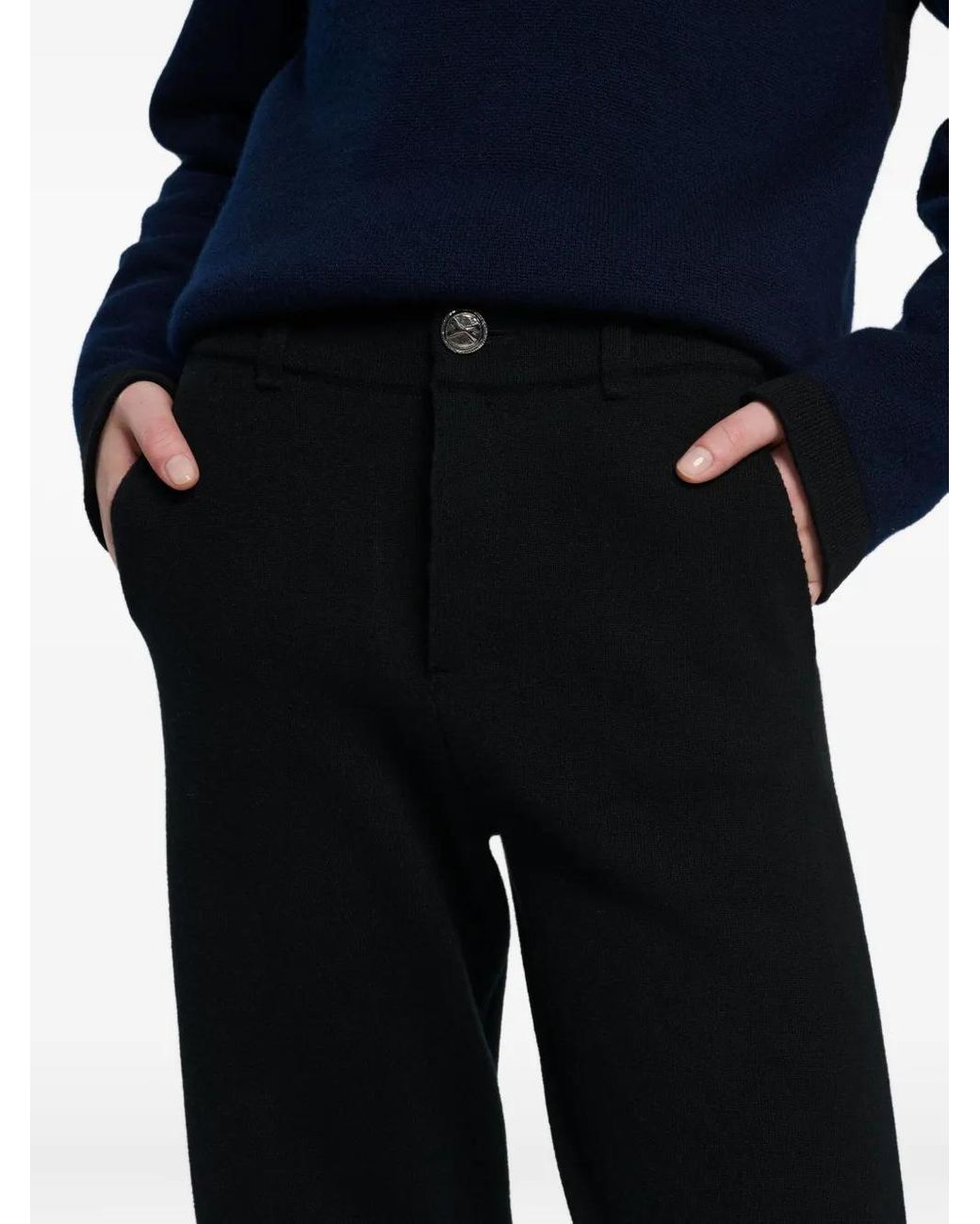 Barrie Black Wide-Leg Trousers