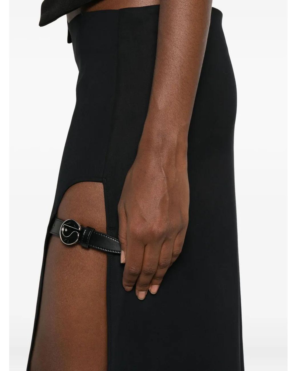 Coperni Black Belted Oval-Buckle Mini Dress