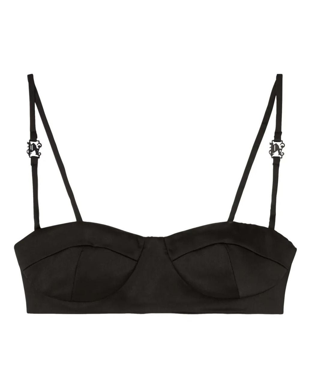 Palm Angels Black Monogram Balconette-Style Bra
