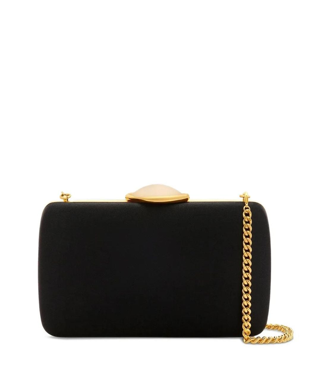 Oscar de la Renta Black Stone-Clasp Clutch Bag