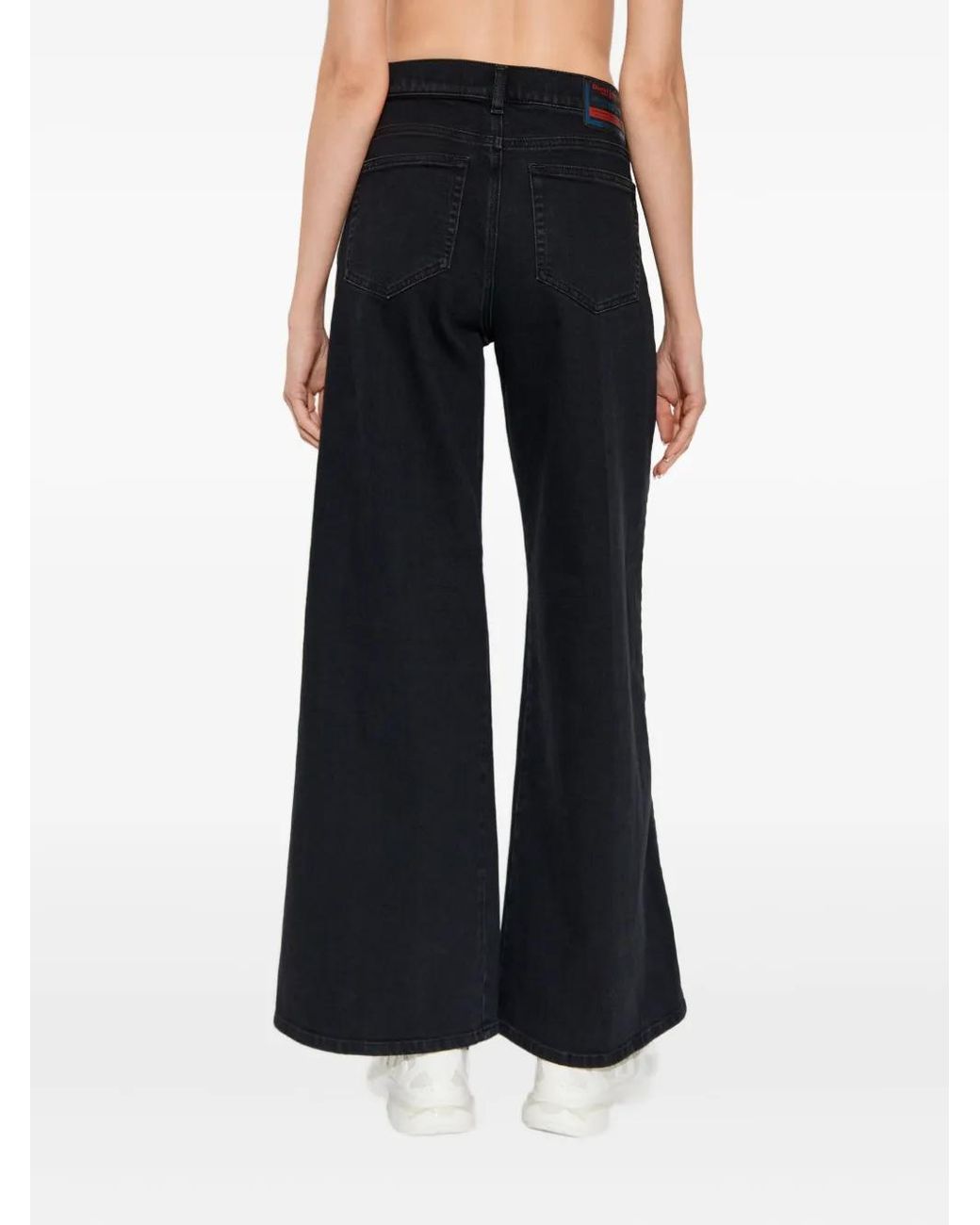 DIESEL Blue Logo-Patch Wide-Leg Jeans