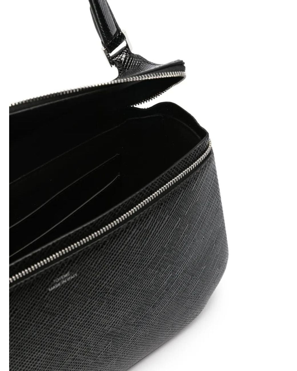 Totême Black Clip Palmellato-Patent Shoulder Bag
