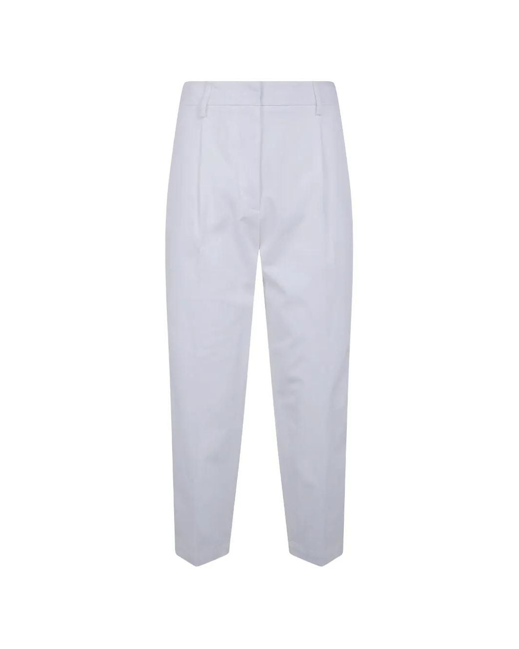 DR. HOPE White Pleated Elasticated-Waist Trousers