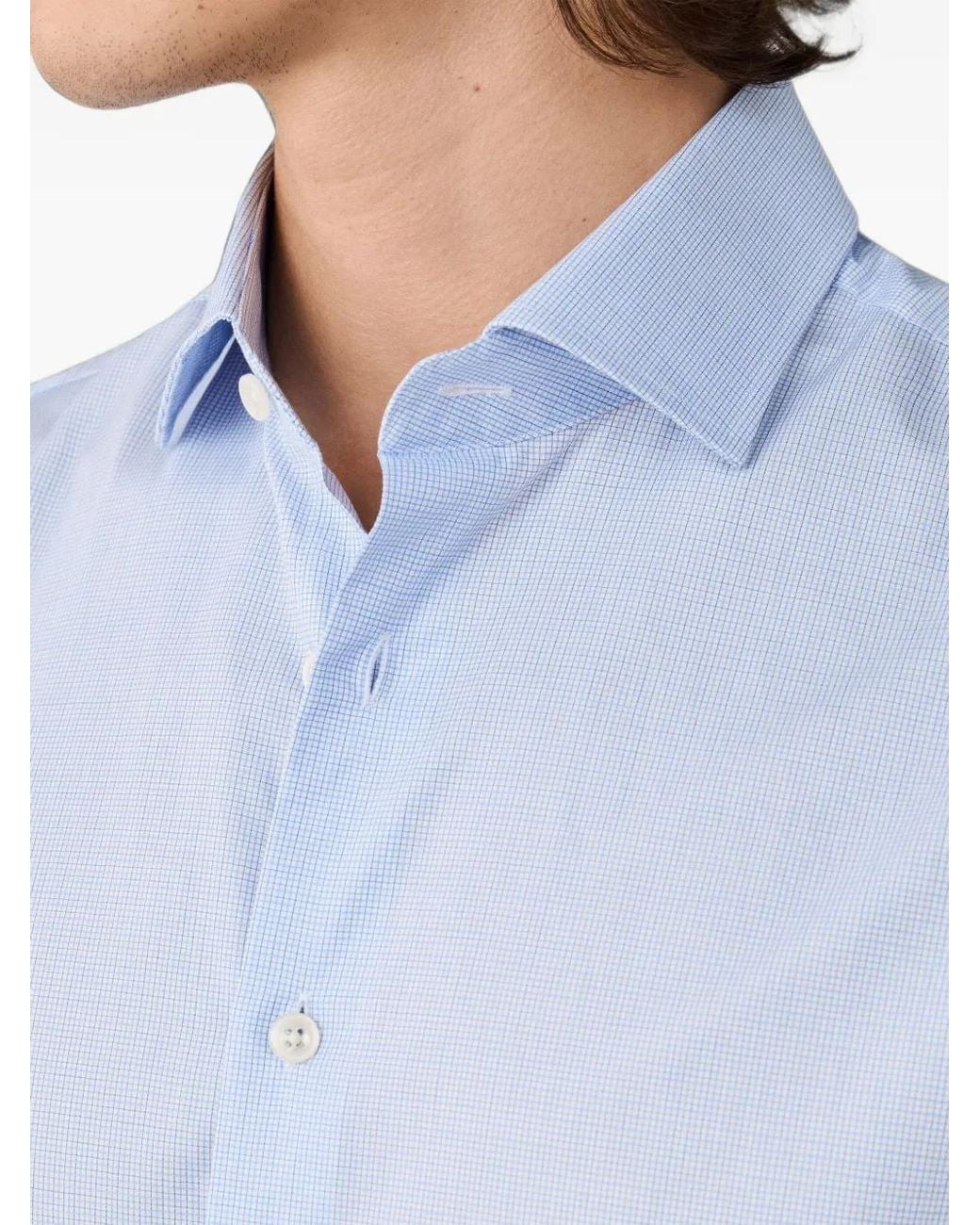 Hackett Blue Check Long-Sleeve Shirt for men