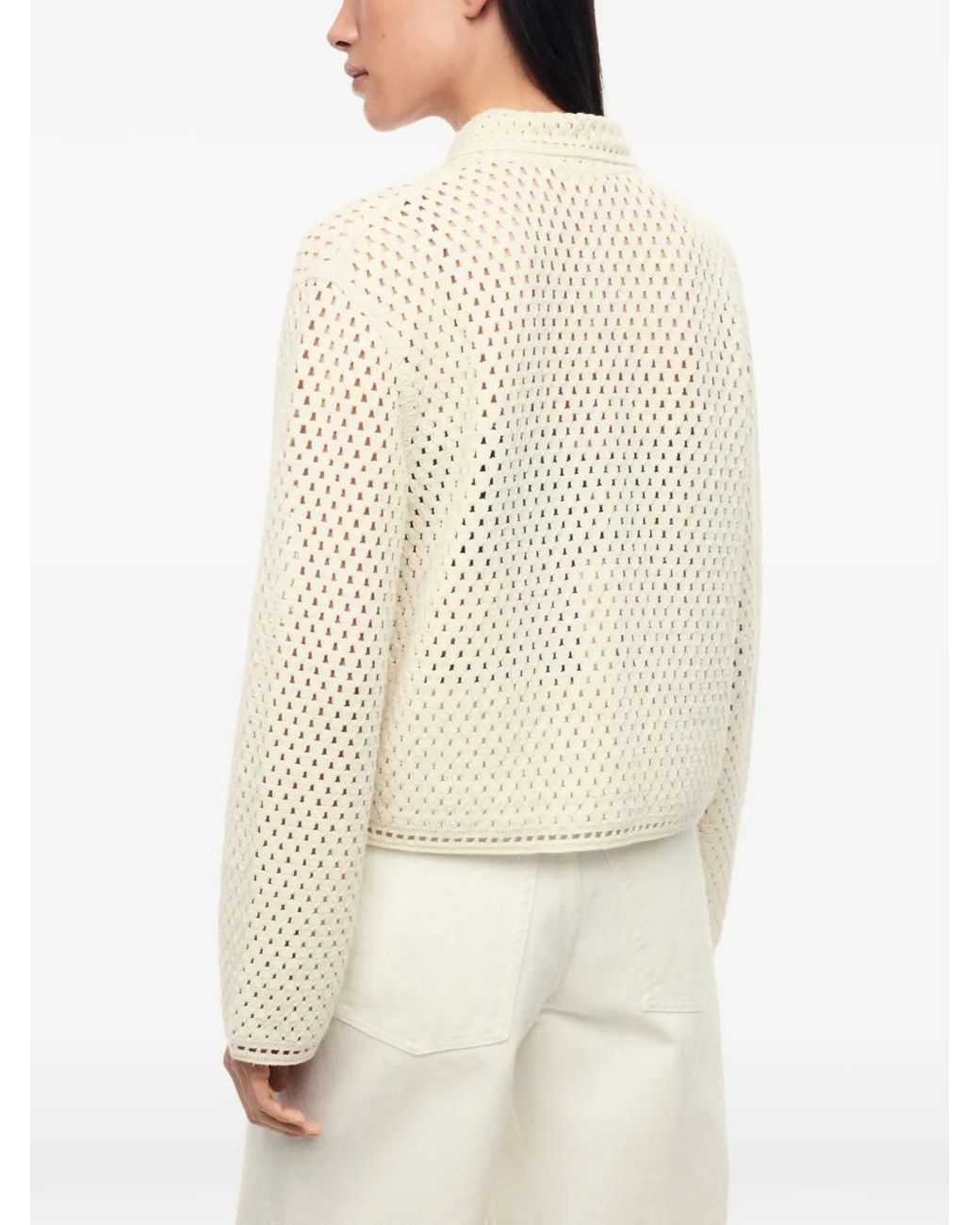 12 STOREEZ White Meadow Crochet-Knit Cardigan